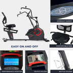 Sunny Health & Fitness Electromagnetic Recumbent Cross Trainer Elliptical Bike With Arm Exercisers - SF-RBE4886SMART