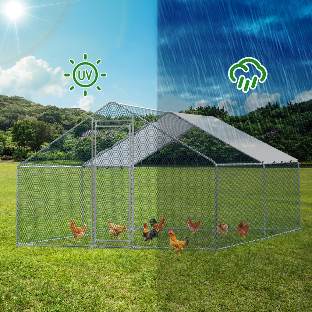 Ktaxon Chicken Coop,13' x 10' Chicken Cage House Metal Hen Run House Waterproof Rabbits Habitat Cage