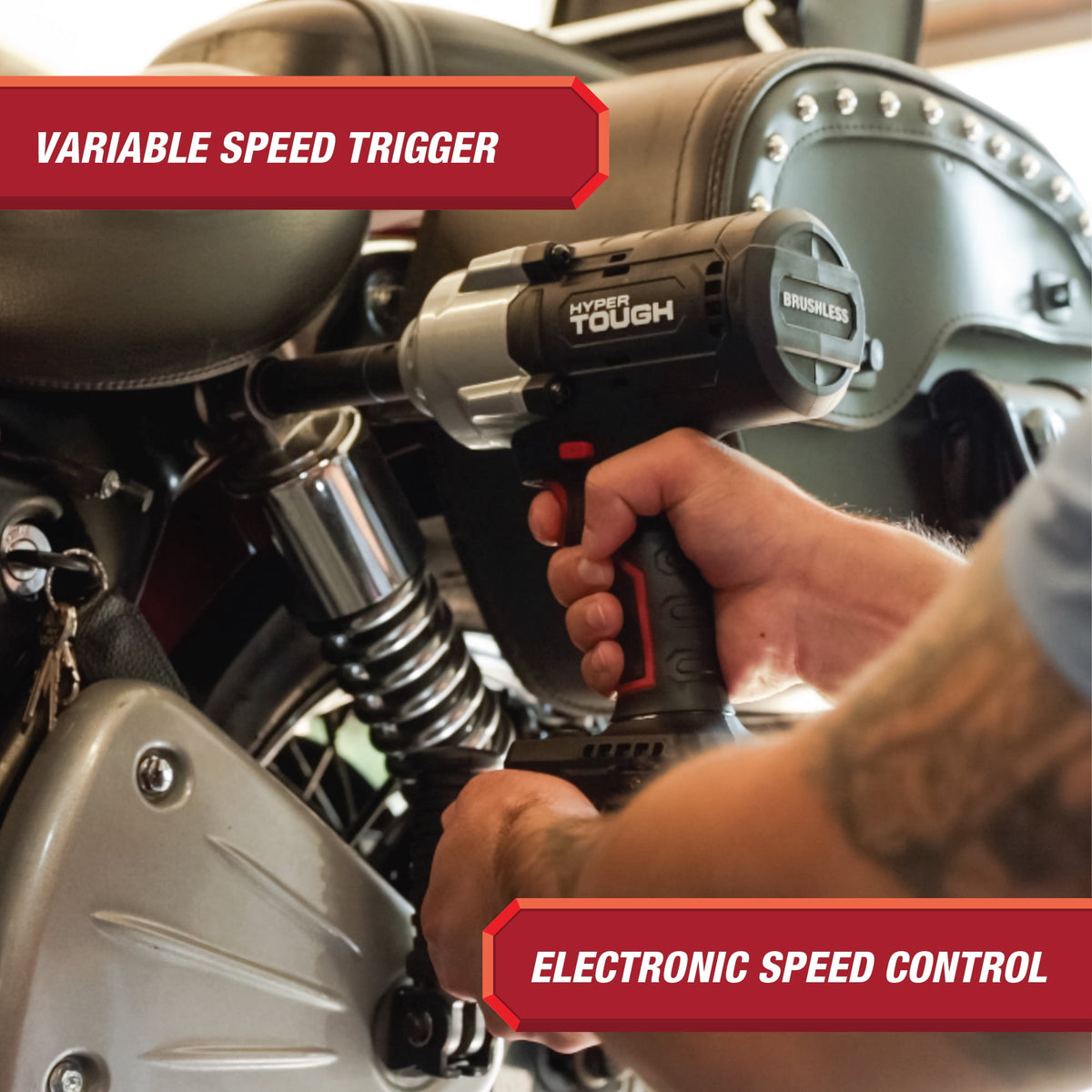 Hyper Tough 20V Max Brushless 1/2 in High-Torque Cordless Impact Wrench with 4 Ah Lithium-Ion Battery and Charger
