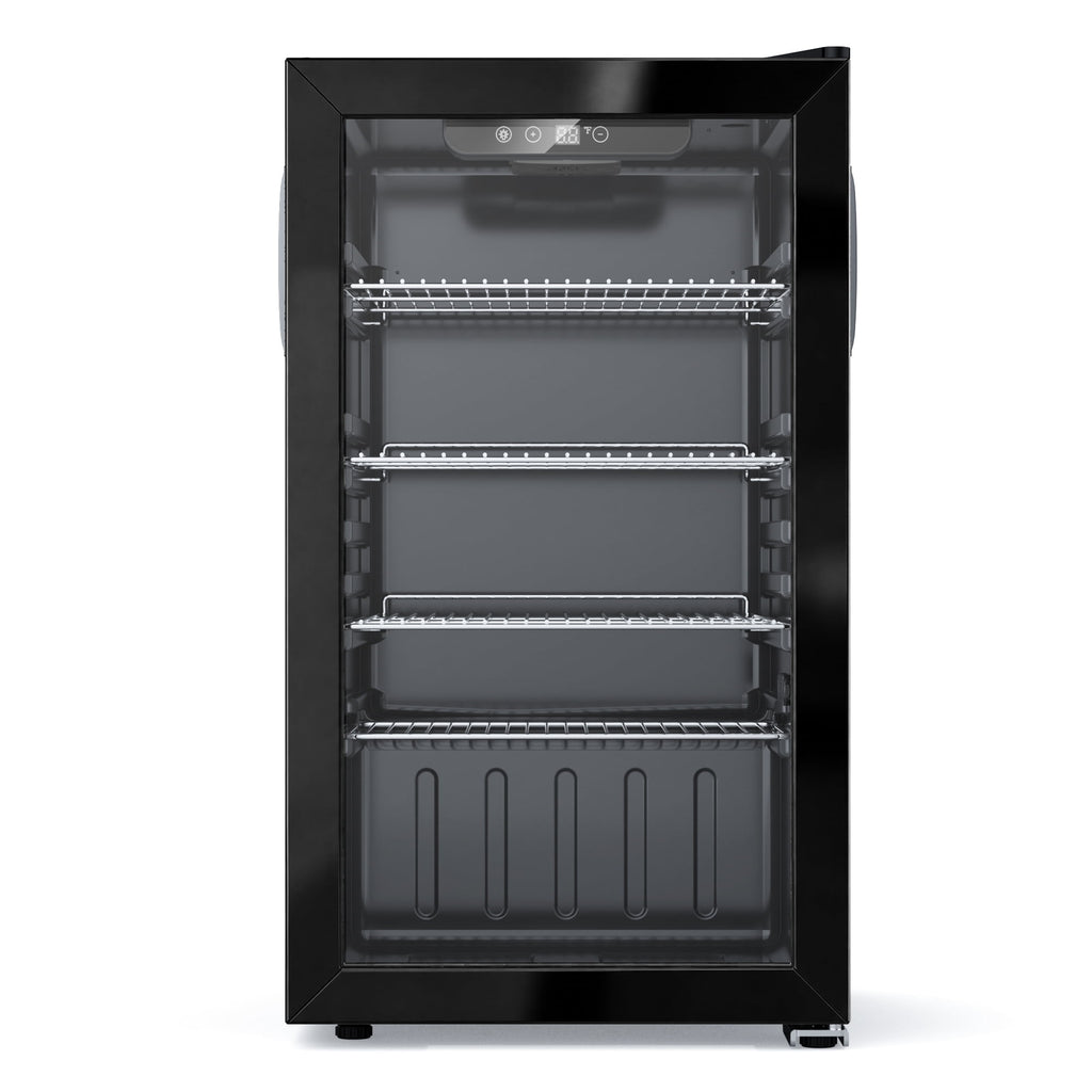Snowyermine 130 Can Beverage Refrigerator and Cooler with Glass Door for Home, 17.3 in W, 31.5 in H, Black