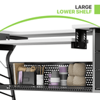 Magshion Sewing Machine Table with Fold-Down Top, Height Adjustable Platform Craft Table with Storage Shelves & Drawers, White