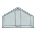10 x 10 ft Metal Chicken Coop Walk-In Poultry Cage With Waterproof Cover