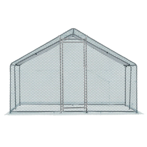 10 x 10 ft Metal Chicken Coop Walk-In Poultry Cage With Waterproof Cover