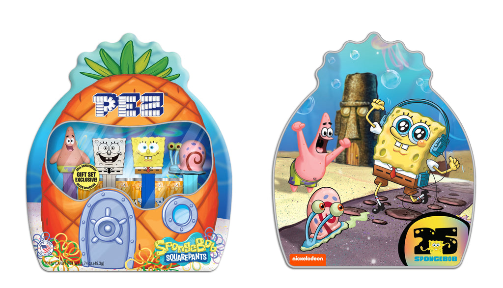 PEZ Spongebob Gift Set, Four Dispensers and Six Candy Refills in Collectible Tin