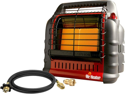 Mr. Heater Portable Big Buddy Propane Heater Bundle - 10-Ft Hose & Tank Adapter, 4 000 9 000 Or 18 000 BTU (3 Items)