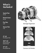Caraway Stainless Steel 12 Piece 5-Ply Cookware Set - 10.5in Fry Pan, 3-qt Sauce Pan, 4.5-qt Saute Pan, 6.5-qt Dutch Oven