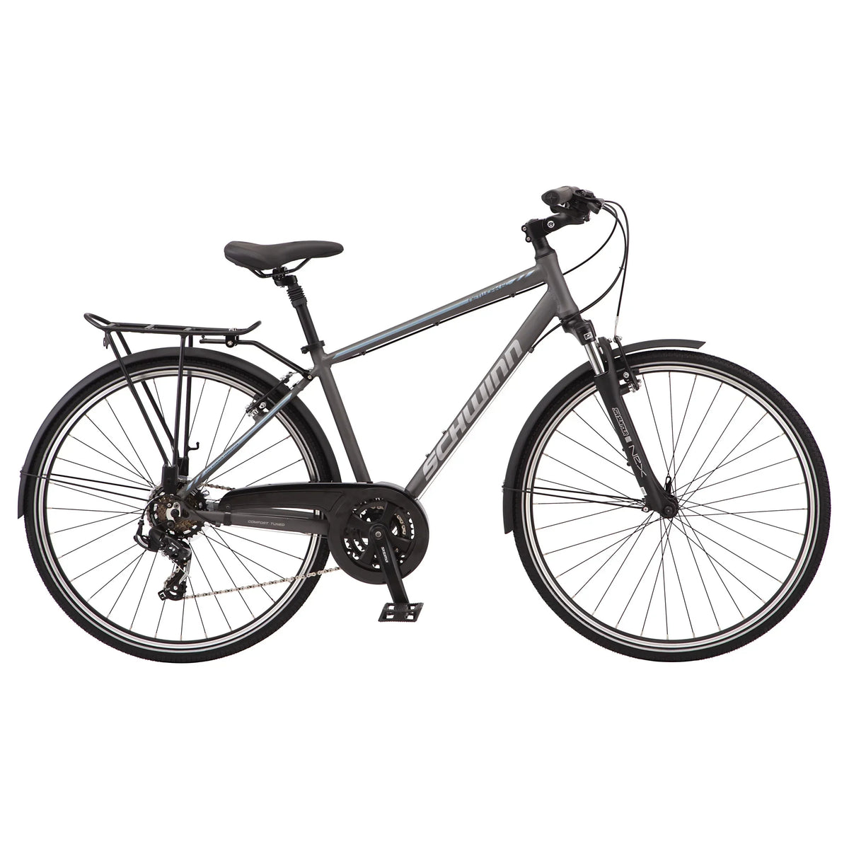 Schwinn Network 6c Hybrid Bike, 21 Speeds, Large 19.5 in Men's Style Frame, 700c Wheels, Grey