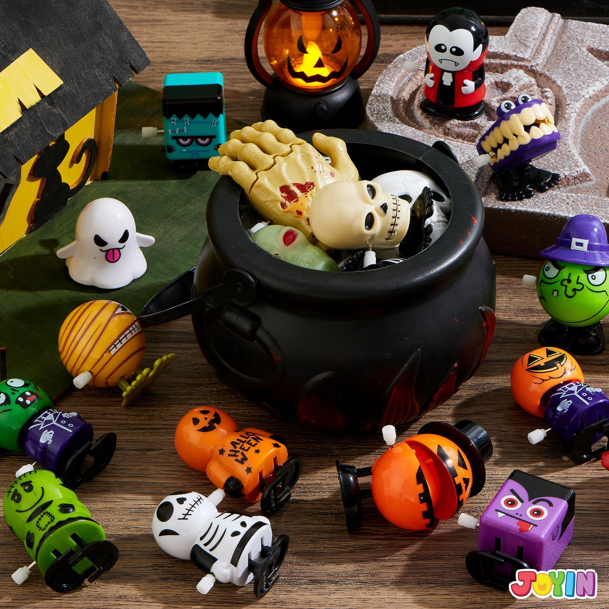Joyfy 24 Pcs Halloween Wind Up Toys for Kids Gifts, Toys Bulk for Halloween Party Favors, Goody Treat Bag Stuffers Fillers, Classroom Prizes