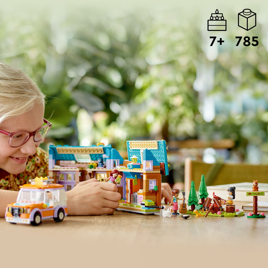 LEGO Friends Mobile Tiny House 41735, Forest Camping Dollhouse Pretend Play Set with Toy Car, Includes Leo & Liann Friendship Mini-Dolls, Gift Idea