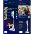 BISSELL PowerClean 200W Cordless Stick Vacuum, for Carpet & Hard Floors Self-Standing, Tangle-Free 40 min run time 4172