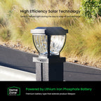 Home Zone Security Solar Post Cap Lights - Decorative Glass LED Outdoor Fits 3.5 x 3.5 in. Post Lights, Black (12-Pack)