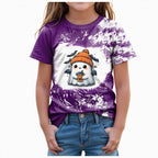 CAUYDY Halloween Ghouls Ghost Retro Girl Kids T-Shirt Graphic Tshirt Little Kids Fall Short Sleeve Tee Tops(Orange, 8-9 Y)