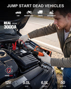 GOOLOO A3X 3000A Supersafe Jump Starter with Air Compressor, Portable Car Battery Booster (9.0 Gas/6.5L Diesel) with 150PSI Auto-Shutoff Tire Inflator