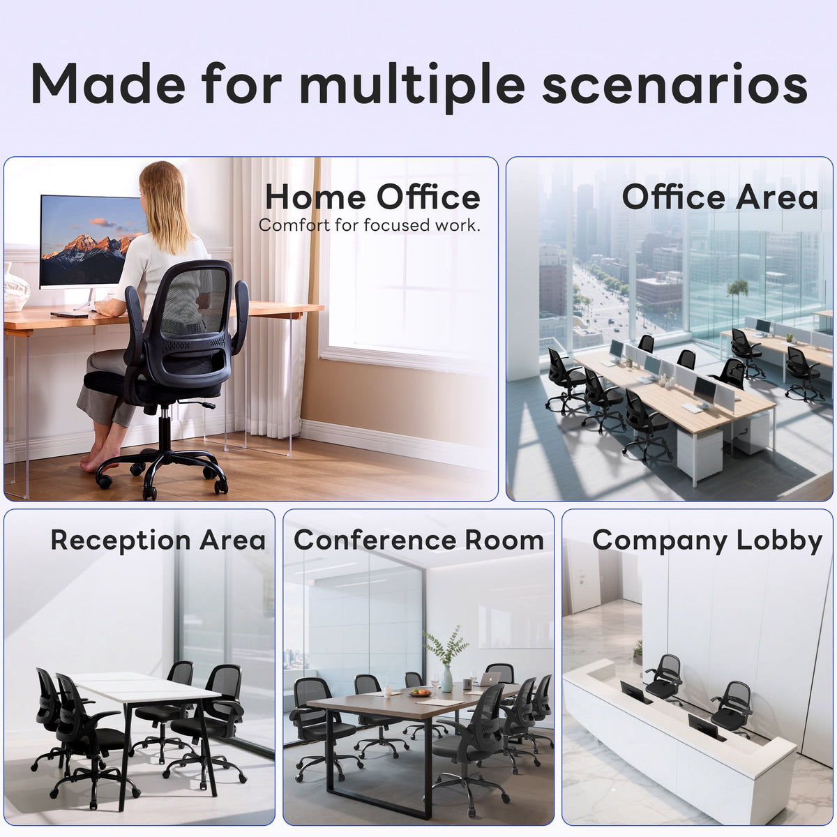 TMV Ergonomic Mesh Office Chair - High Back Gaming Desk Chair, Computer Chair with Lumbar Support & Wheels, Modern Vanity Chair for Home Office