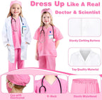 Doctor Costume for Kids, Doctor Costume with Lab Coat Halloween Party Dress Up for Girls Age 8-12 Years