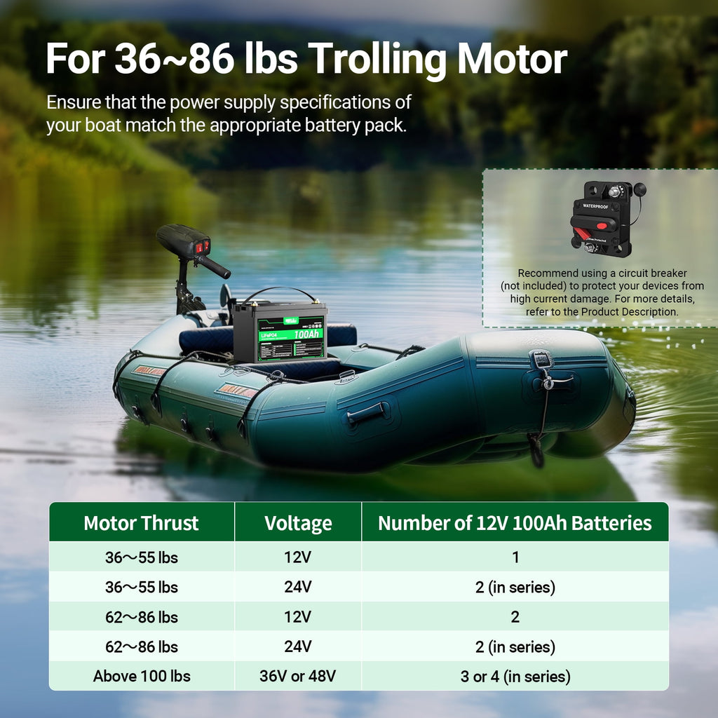 12 Volt 100Ah Lithium Iron Phosphate Battery with LED Meter, LiFePO4 Battery, 10 Year Lifetime, Low & High Temp Protection