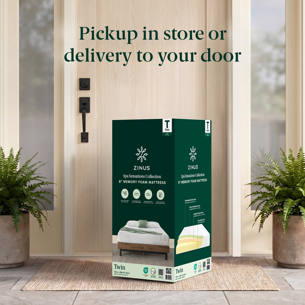 Zinus Spa Sensations 8" Twin Memory Foam Mattress in a Box with Green Tea Infusion and Pressure Relief
