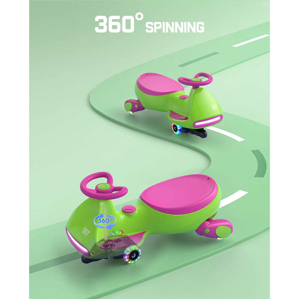 FanttikRide 12V N7 Pro Electric Wiggle Car with Pedal, 2-in-1 Kids Ride On Toy, Rechargeable Battery, 2-Speed, Anti-Rollover, Flashing Wheels
