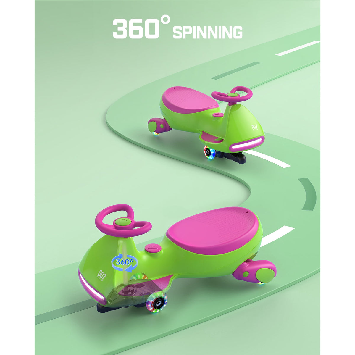 FanttikRide 12V N7 Pro Electric Wiggle Car with Pedal, 2-in-1 Kids Ride On Toy, Rechargeable Battery, 2-Speed, Anti-Rollover, Flashing Wheels