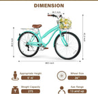 WEIZE 26 Inch 7-Speed High-Carbon Steel Beach Cruiser Bike