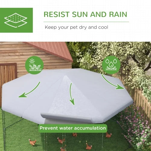 PawHut Metal Chicken Coop Run With Waterproof Anti-UV Cover, 17 ft x 15.7 ft x 9 ft