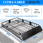 HECASA Upgrade Adjustable Roof Rack Cargo Carrier with Extension,64" x 39" x 6'' Universal, 250LBS Weight Capacity Heavy Duty Steel Car SUV ,Top