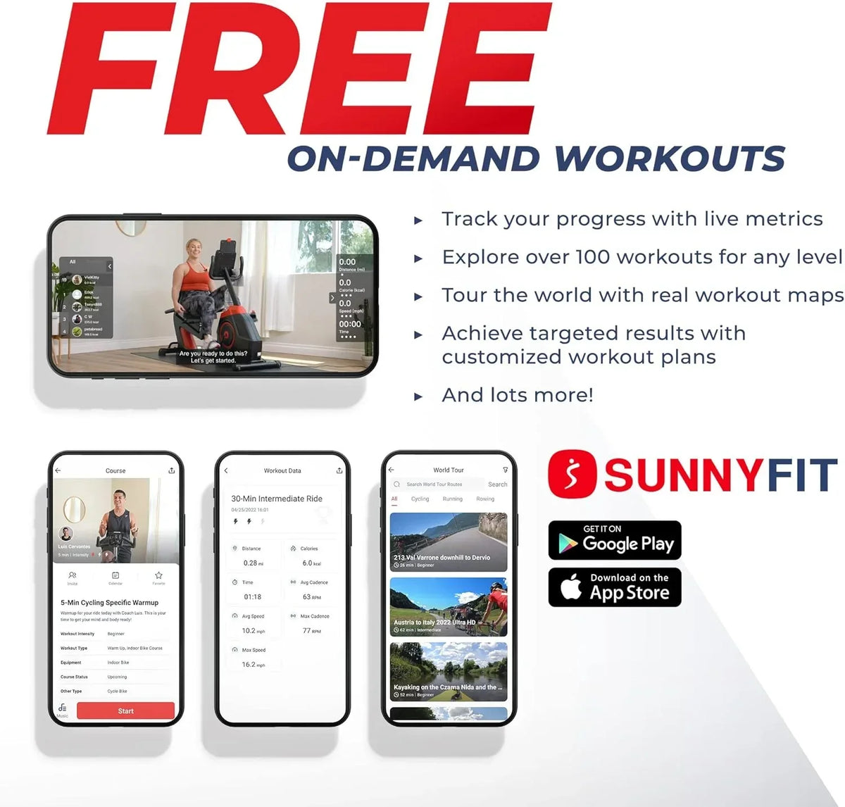 Sunny Health & Fitness Electromagnetic Recumbent Cross Trainer Elliptical Bike With Arm Exercisers - SF-RBE4886SMART
