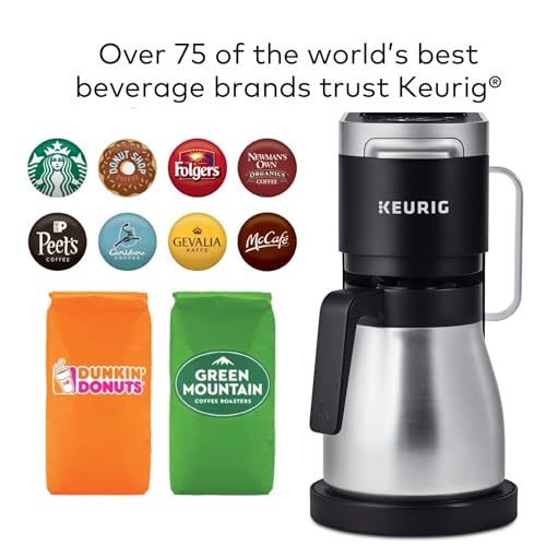 Keurig Single Serve & Carafe Coffee Maker, 60 oz Water Reservoir, 12-Cup Thermal Carafe - K-Duo Plus