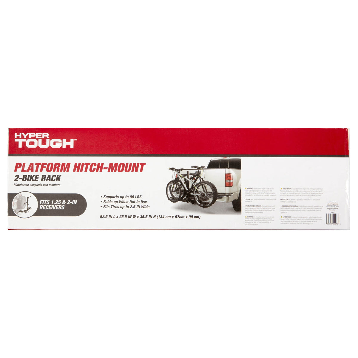 Hyper Tough 80 lbs. Capacity Foldable Hitch-Mount Platform 2-Bike Car Rack 10104071