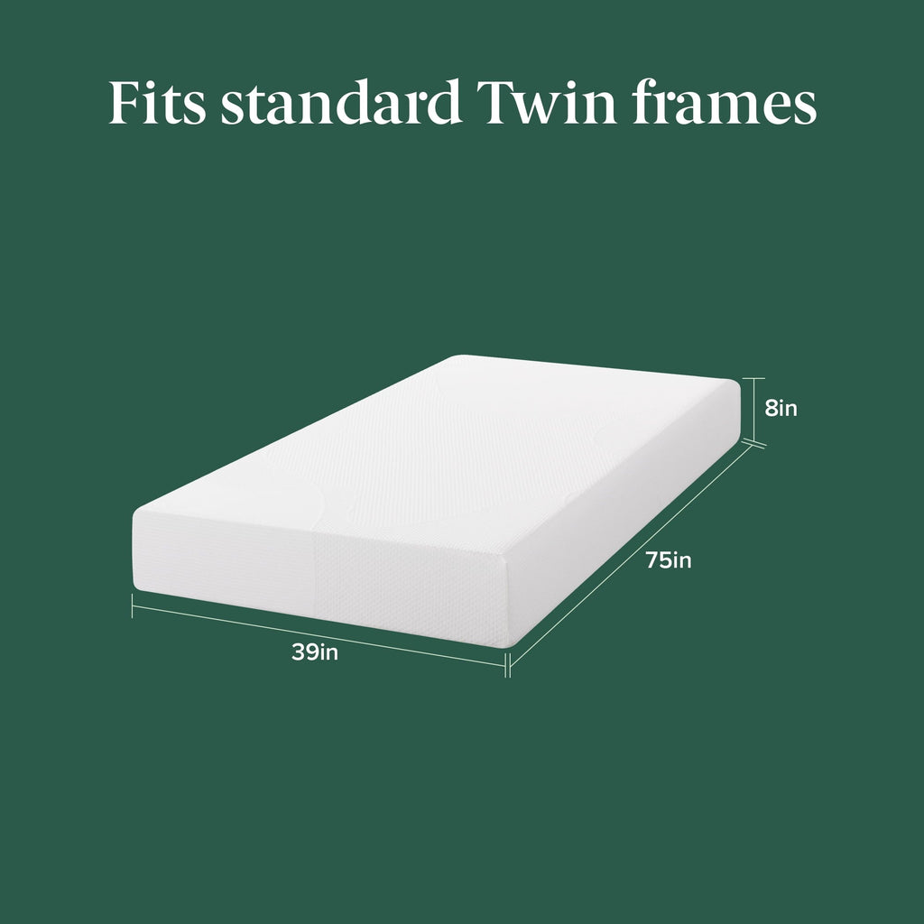 Zinus Spa Sensations 8" Twin Memory Foam Mattress in a Box with Green Tea Infusion and Pressure Relief