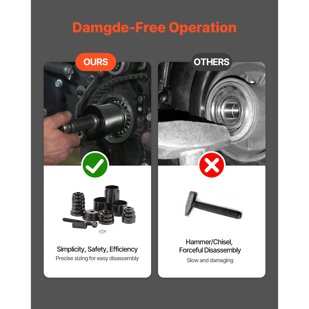 VEVOR Wheel Bearing Press Kit, 23 PCS FWD Bearing Puller Tools, for Front Wheel Drive Bearing Removal and Installation, Wheel Bearing Tool with