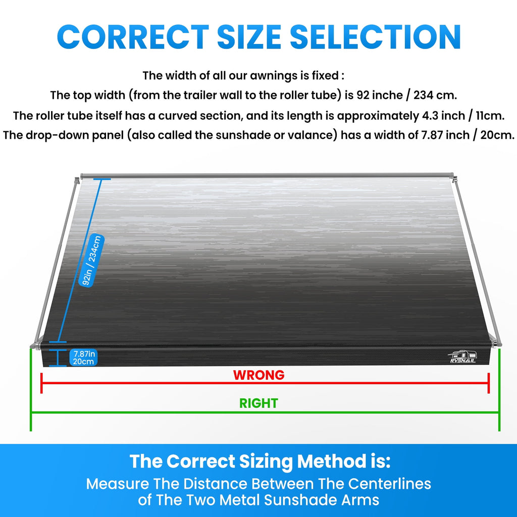 15FT RV Awning Fabric Replacement, Heavy-Duty Vinyl/PVC, Waterproof UV Resistant Universal Fit for RV Camper with Installation Manual