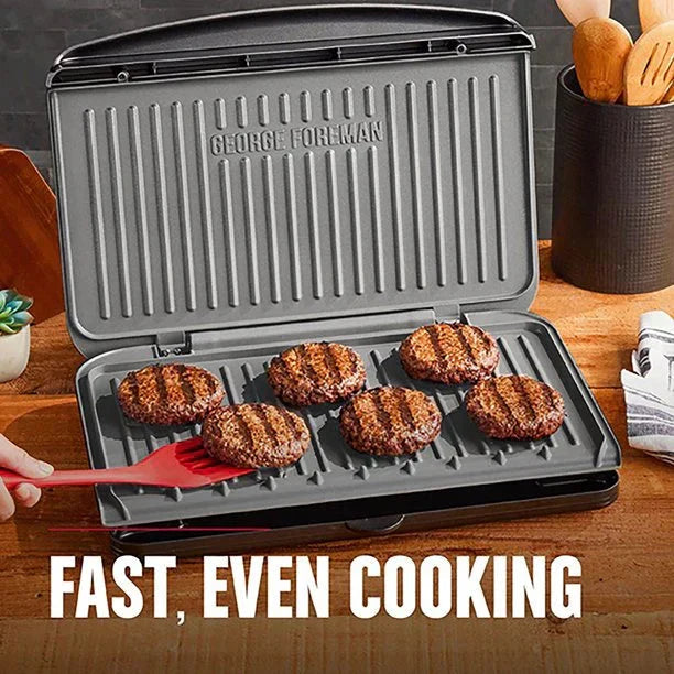 George Foreman 9 Serving Classic Plate Electric Indoor Grill And Panini Press - Gunmetal Grey