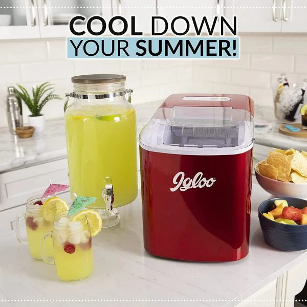 Igloo Portable Countertop Ice Maker, Red, 26 lb Per 24 Hours - ICEB26RR