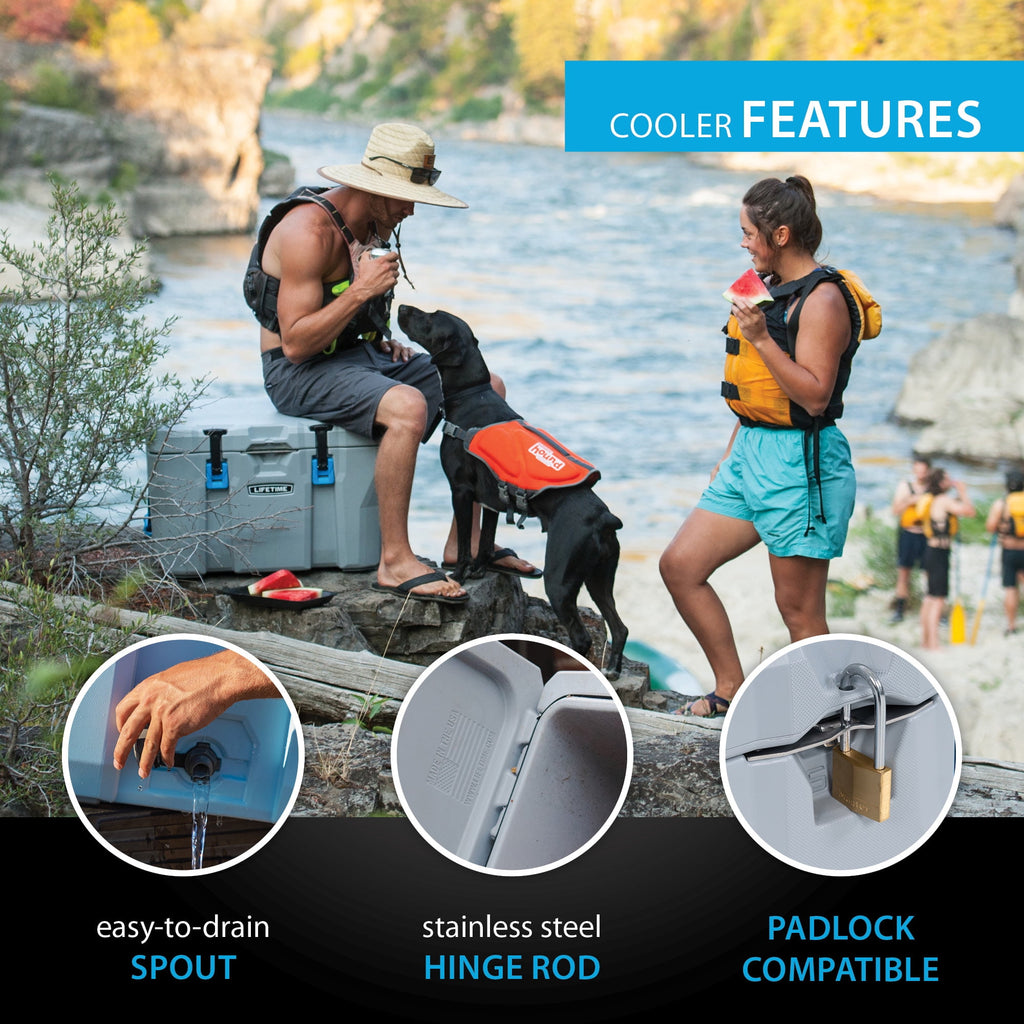 Lifetime 55qt Bear-Resistant Camping Cooler, Premium High Performance, Ice Retention, Hard Cooler, 60 Can Capacity, Light Gray
