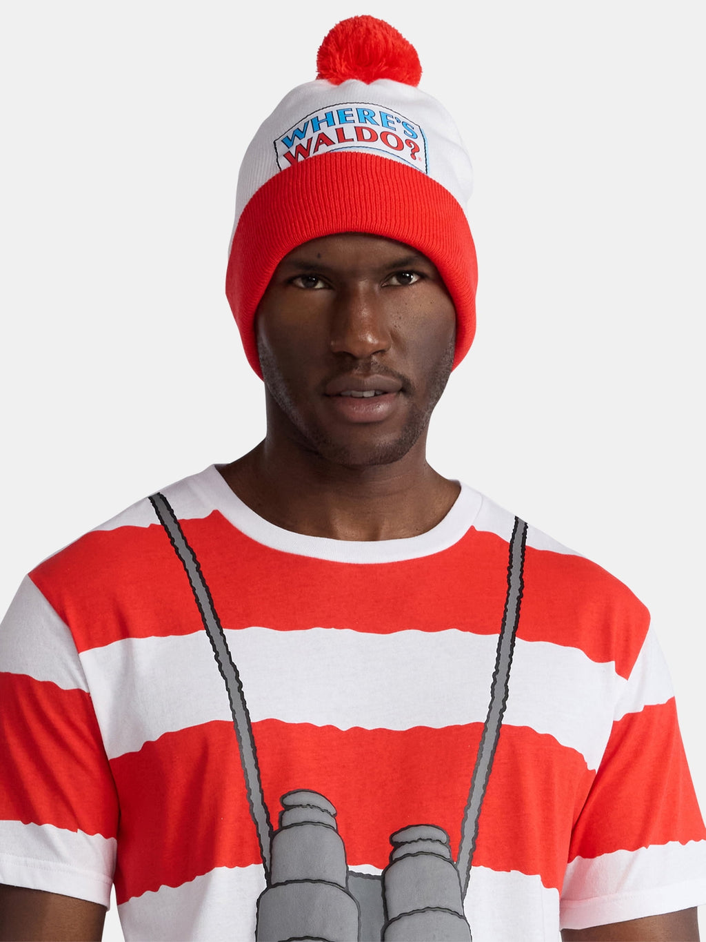 Where's Waldo, Men's & Big Men's Graphic Halloween Cosplay T-Shirt and Matching Character Beanie