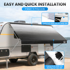 15FT RV Awning Fabric Replacement, Heavy-Duty Vinyl/PVC, Waterproof UV Resistant Universal Fit for RV Camper with Installation Manual