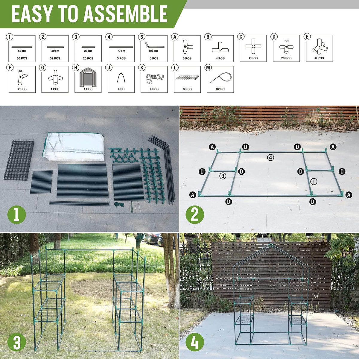 WORKPRO Greenhouse, Heavy Duty Walk-in Greenhouse (56” x 56” x 77”)