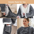 Bedsure Wearable Heated Blanket with Foot Pocket & Sleeves, 50x71+18", Grey