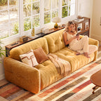 Huuger 63.4-78.3'' Extendable Behind Couch Table with Outlets, Rustic Brown