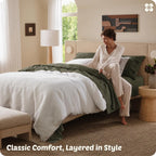 Bedsure PureWoven 3 Pieces 100% Cotton Waffle Duvet Cover Set, Queen, White