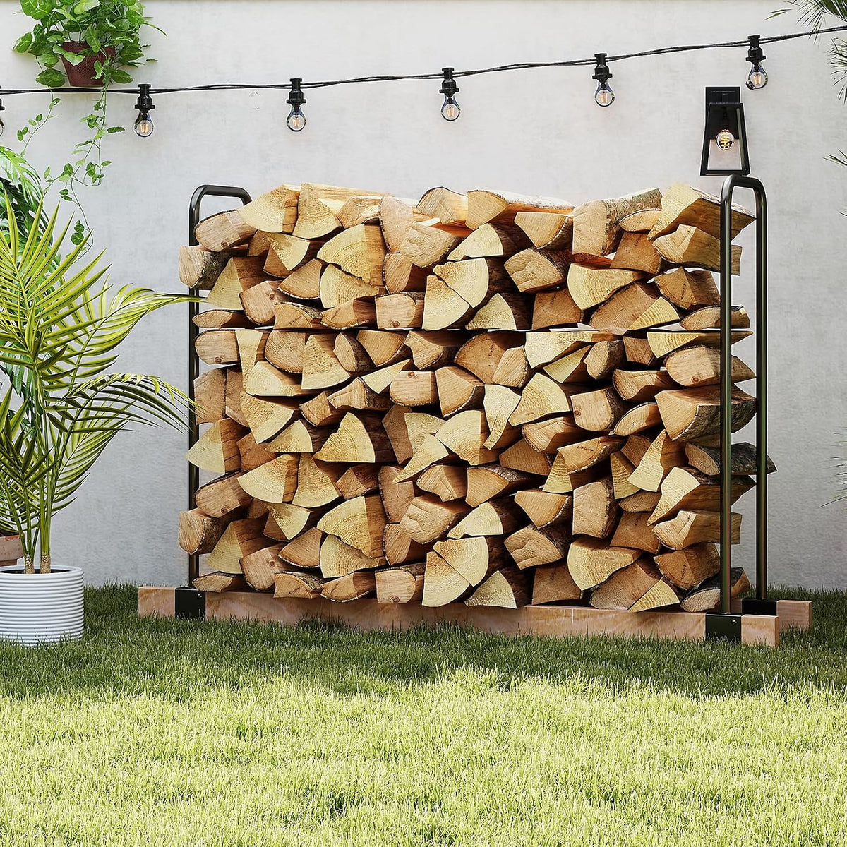 DOEWORKS Heavy Duty Firewood Racks Adjustable Length Log Bracket Rack Holder