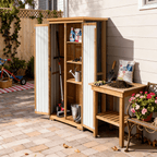 Outdoor Storage Cabinet Waterproof with Shelves, Small Storage Shed, Vertical Tall Patio Backyard Garden Storage Cabinet Tool Organizer for Outside