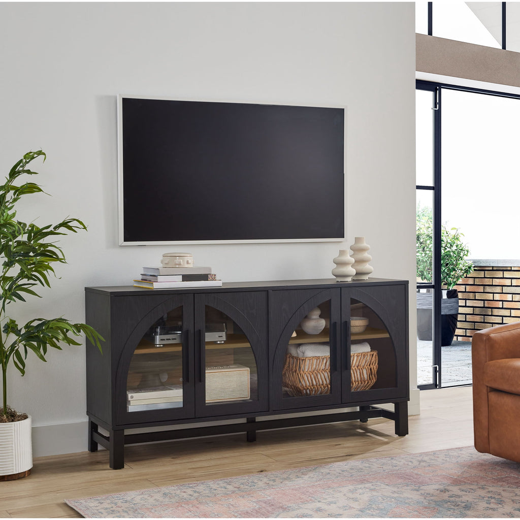 Better Homes & Gardens Juliet Arch TV Stand for TVs up to 65 in, Black Wood Finish