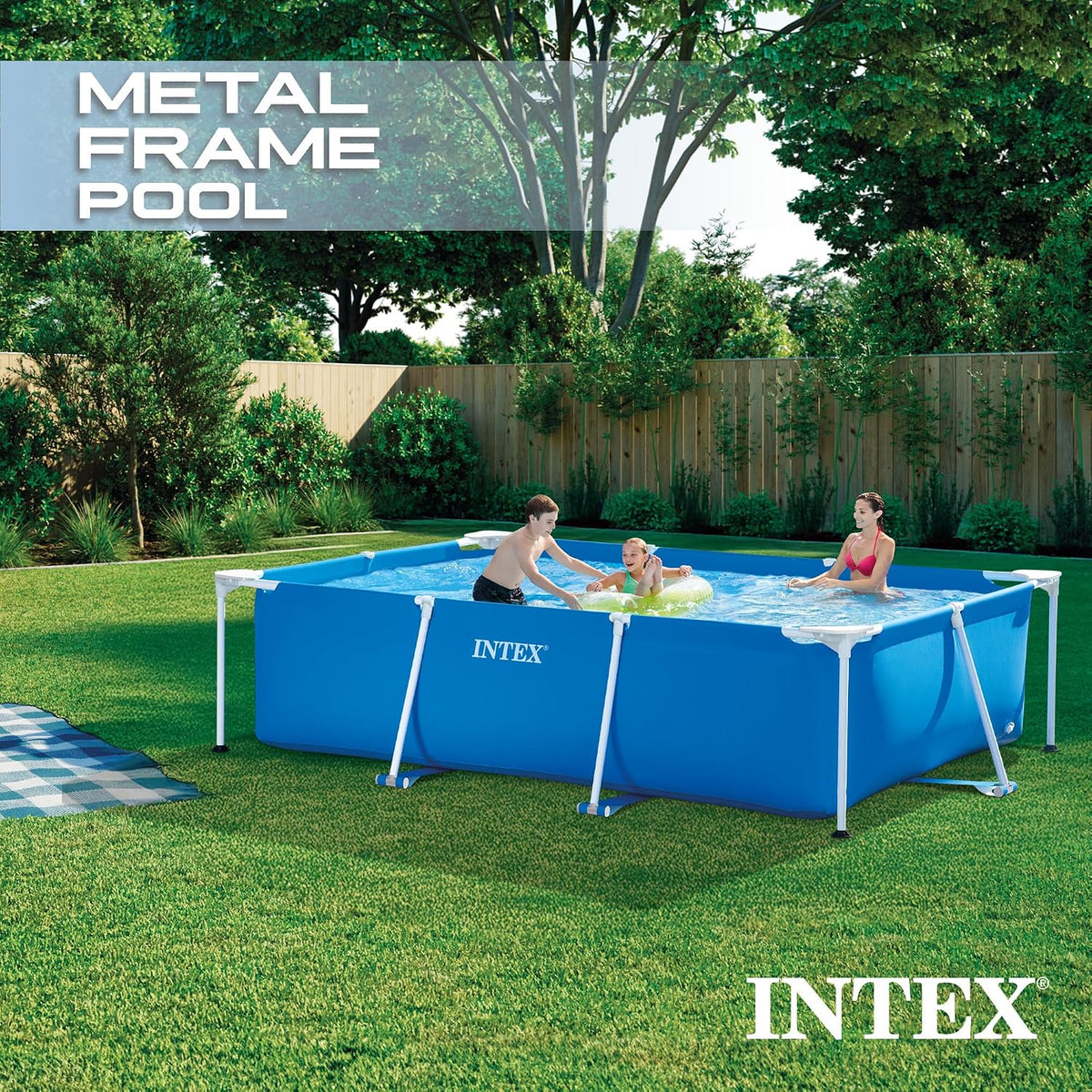 INTEX Metal Frame 9ft 10in x 6ft 6.75in x 29.5in Above Ground Swimming Pool