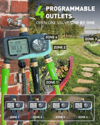 RAINPOINT Sprinkler Timer 4 Zone, Water Timer for Programmable, for Soaker Hose with Rain Delay/Manual/Automatic Watering System, Digital Irrigation