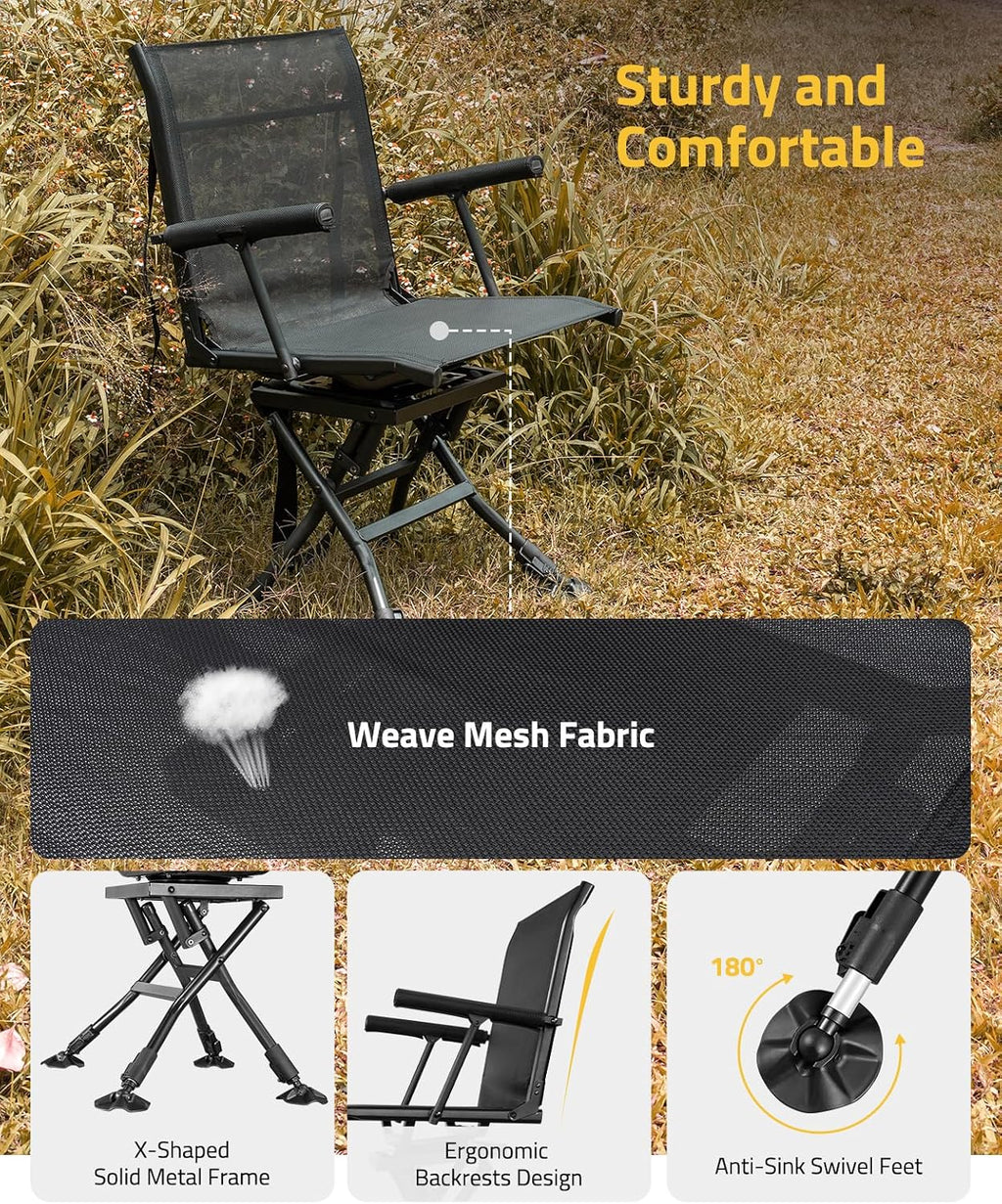 Swivel Hunting Chair for Deer Hunting Blind Chair with Armrest