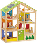 All Seasons Kids Wooden Dollhouse by Hape | Award Winning 3 Story Dolls House Toy with Furniture, Accessories, Movable Stairs and Reversible Season
