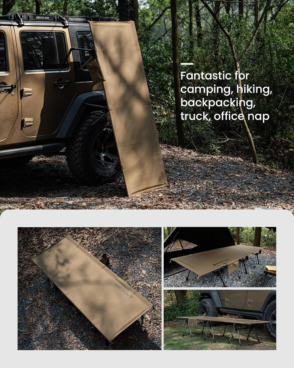 ONETIGRIS SUPRANUBIS Camping Cot, High/Low Options, Sturdy Support 330lbs