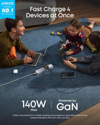 Anker 140W Max 4-Port GaN Charging Blocks,Smart Display for MacBook Charger